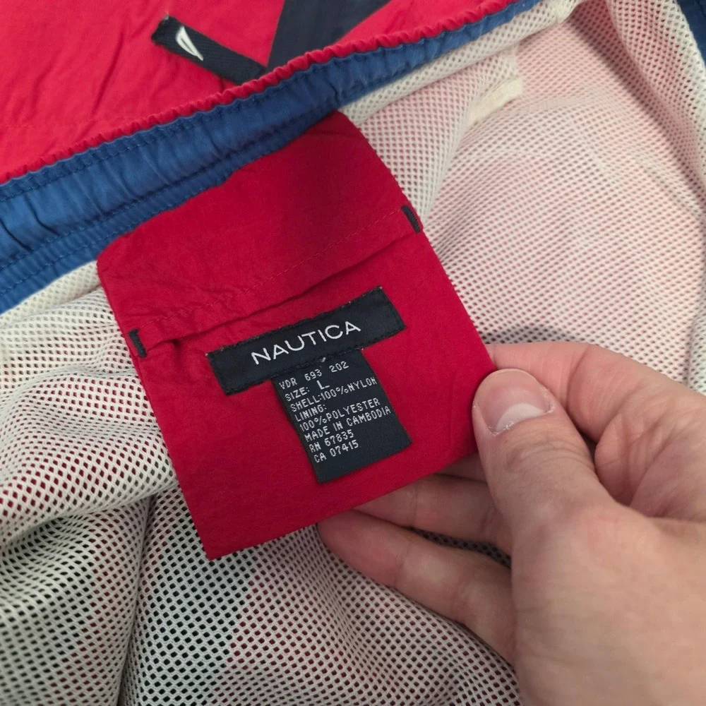 Nautica Mens Red Colorblock Swim‎ Trunks Mesh Lined Logo Board Shorts Large NS83